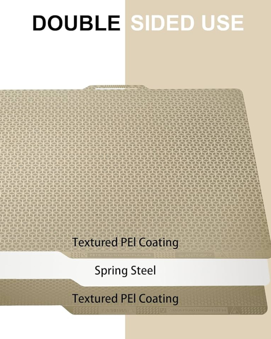 Antinsky Bambu Lab PEI Sheet Double Sided Flexible Magnetic Steel Sheet Easy to Remove Mold PEI Build Plate for Bambu Lab X1 / X1C / P1P /A1 / A1 MINI 3D Printers