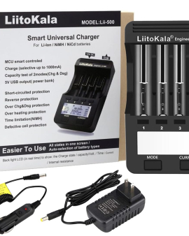 LiitoKala Lii-500 18650 Battery Charger Smart Universal Charger LCD Display for 26650 AA AAA Battery Touch Button LCD Display Test The Battery Capacit