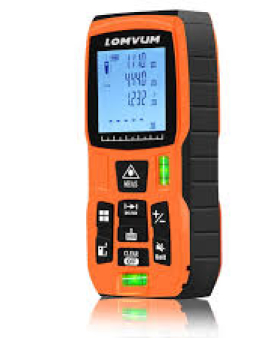 LOMVUM 120m Laser Measure, 393ft Digital Laser Distance Meter with Mute Function Large LCD Backlight Display,Measure Distance,Area and Volume,Pythagorean Mode Battery Included